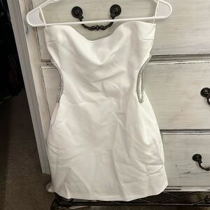 Zara Strapless White Dress with Silver Details